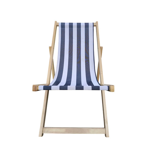Populus Wood Sling Chair Blue Stripe Broad Blue Stripe Dark Blue Folding Chaise Lounge Chair